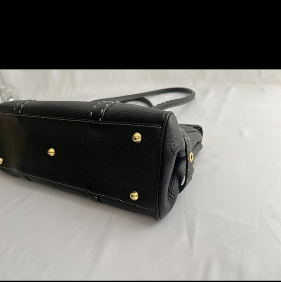 AUTHENTIC FONTANELLI Black Pebbled Leather Satchel — Italian Luxury with an Edge - Picture 7 of 11